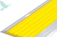 Накладка на ступень противоскользящая в антивандальном алюминиевом профиле шириной 60мм, с резиновой вставкой шириной 50мм, желтая - Доступная среда